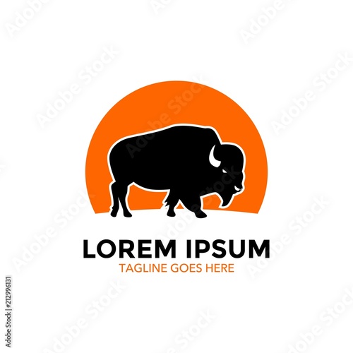 Unique bison logo template. vector. editable. simple shape. minimalist color. memorable