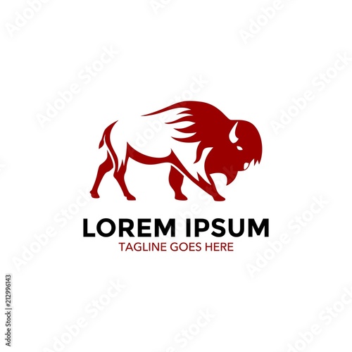 Unique bison logo template. vector. editable. simple shape. minimalist color. memorable