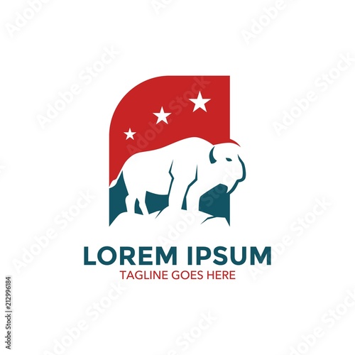 Unique bison logo template. vector. editable. simple shape. minimalist color. memorable