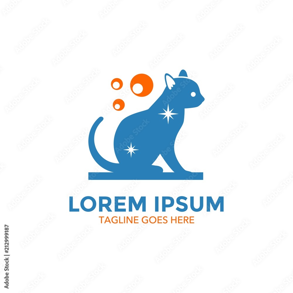 Fototapeta premium Unique cat logo template. vector. editable. simple shape. minimalist color. memorable