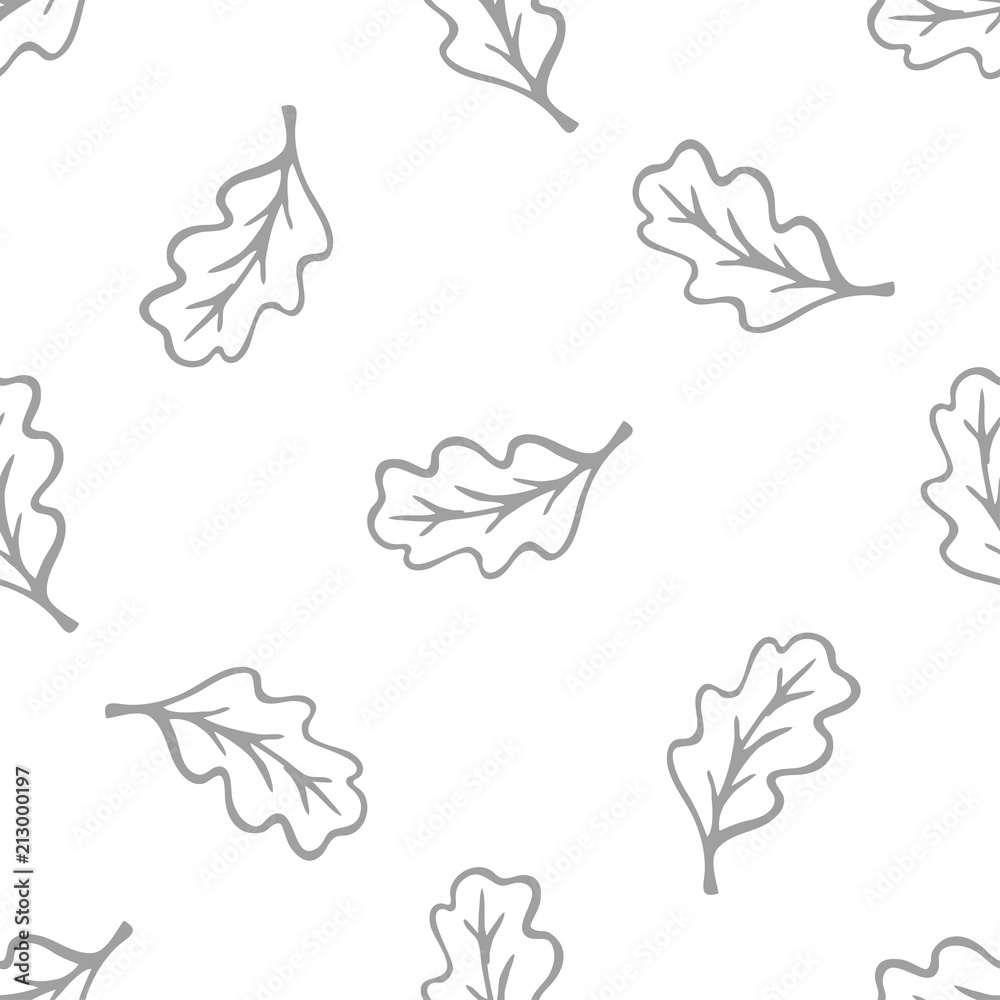 Seamless monochrome vector pattern with oak leaves. Seamless monochrome vector pattern with oak leaves.