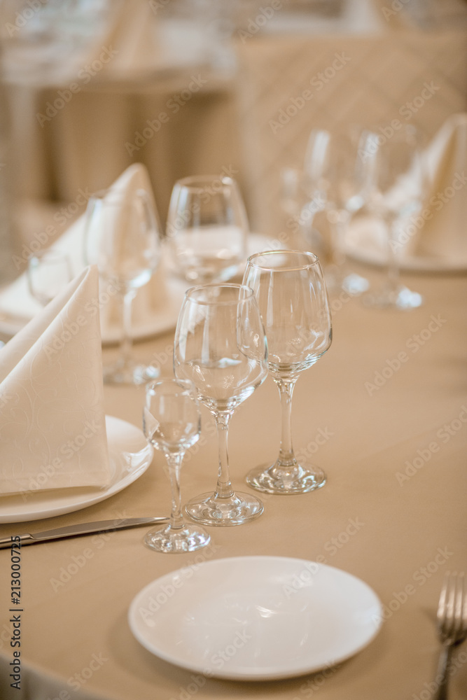 Fototapeta premium Elegant serving of a festive dinner in the restaurant table