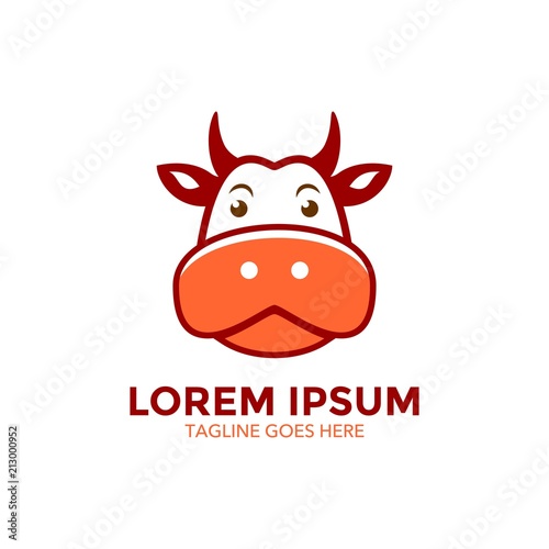 Unique cow logo template. vector. editable. cartoon. mascot. character. minimalist color. memorable