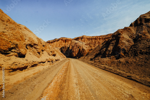 Chile. San Pedro de Atacama. Death Valley. View of the sandy hills of the desert and road © Margarita Timofeeva
