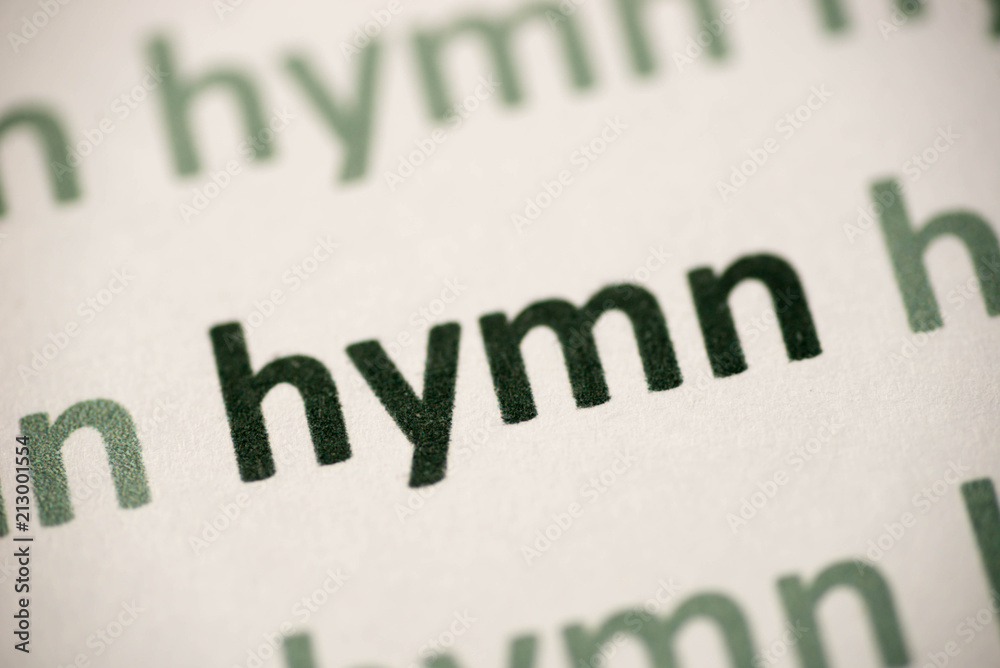 word hymn printed on paper macro word hymn printed on paper macro