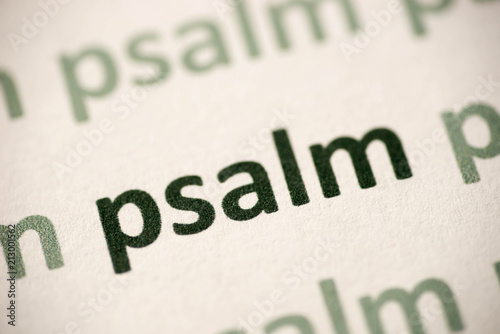 word  psalm  printed on paper macro photo