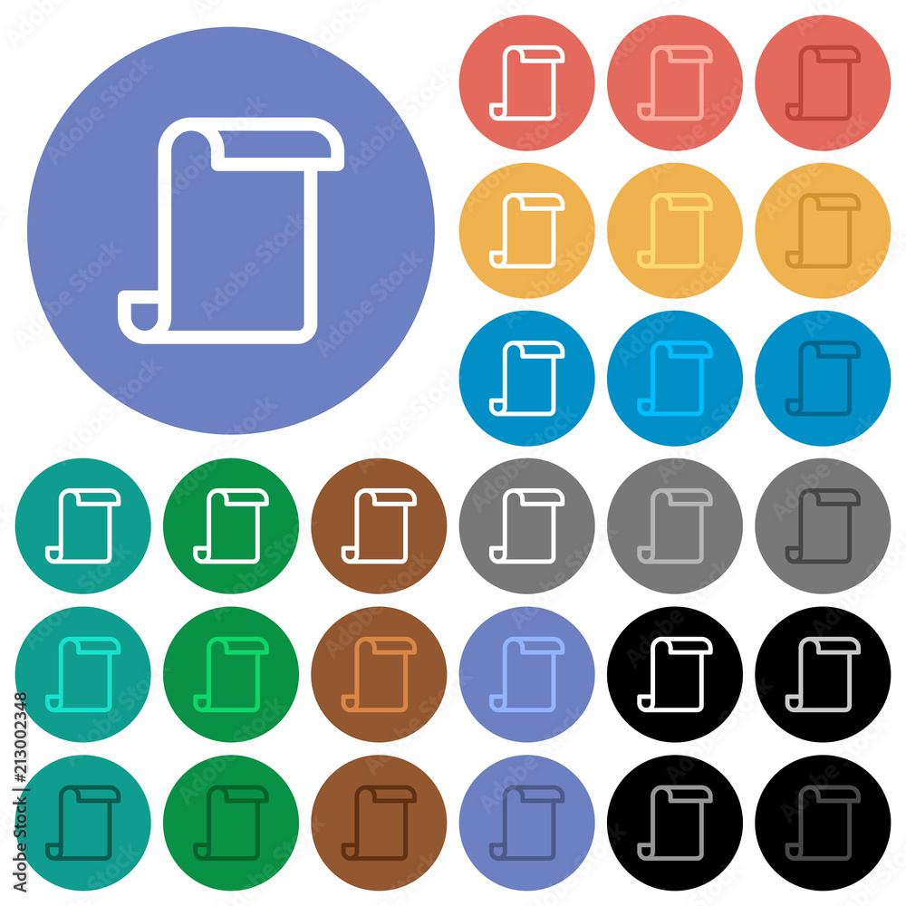 Blank paper scroll round flat multi colored icons Blank paper scroll round flat multi colored icons