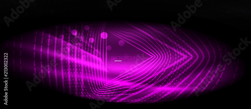 Neon glowing wave, magic energy and light motion background. Wallpaper template, hi-tech future concept