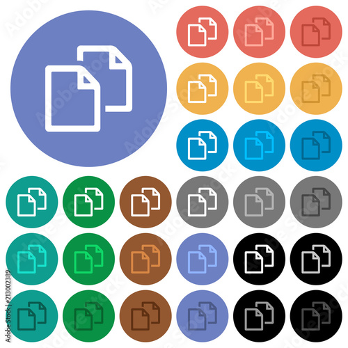 Copy document round flat multi colored icons