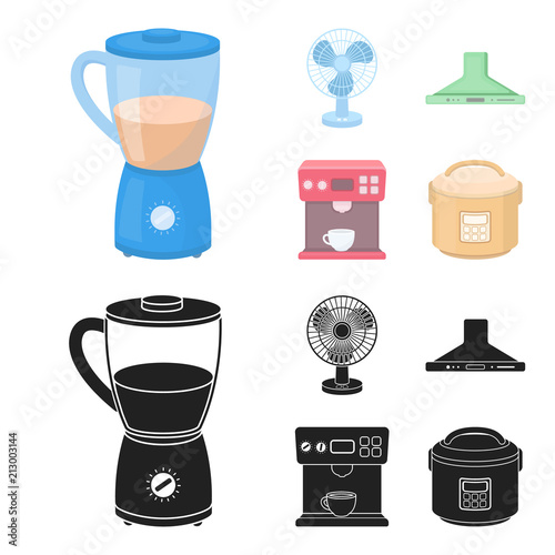 Blender, extractor and other equipment.Household set collection icons in cartoon,black style vector symbol stock illustration web.