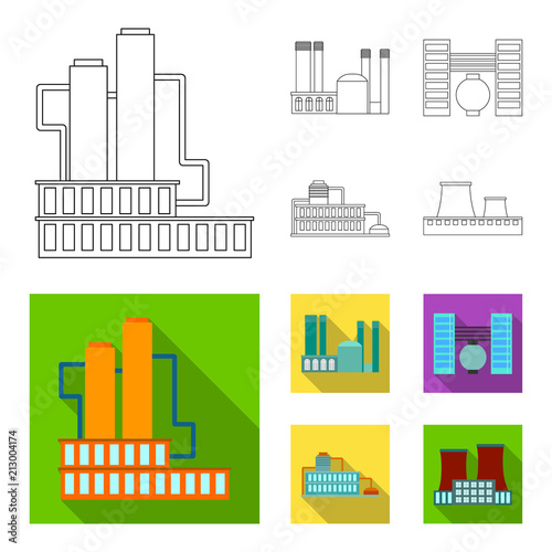 Industry, production.Factory set collection icons in outline,flat style vector symbol stock illustration web.