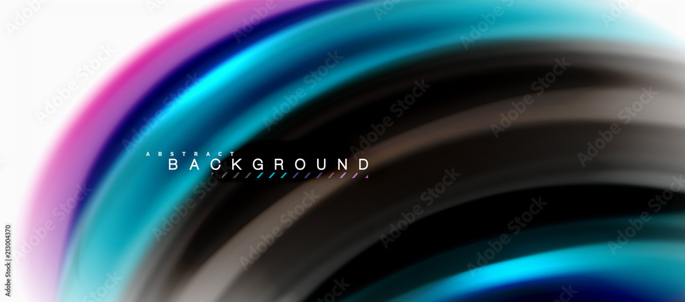 Fluid liquid mixing colors concept on light grey background, curve flow, trendy abstract layout template for business or technology presentation or web brochure cover, wallpaper