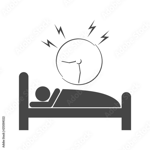 Alarm clock wakes the sleeping man, Alarm icon