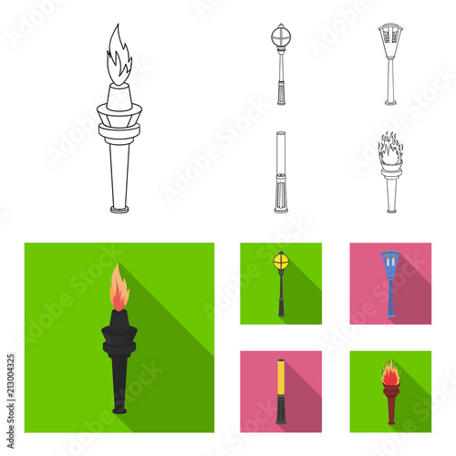 Lamppost in retro style, modern lantern, torch and other types of streetlights. Lamppost set collection icons in outline,flat style vector symbol stock illustration web.