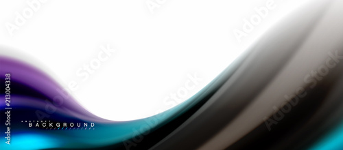 Fluid liquid mixing colors concept on light grey background, curve flow, trendy abstract layout template for business or technology presentation or web brochure cover, wallpaper