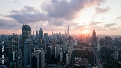 Aerial View of Shanghai city in the morning © Bob