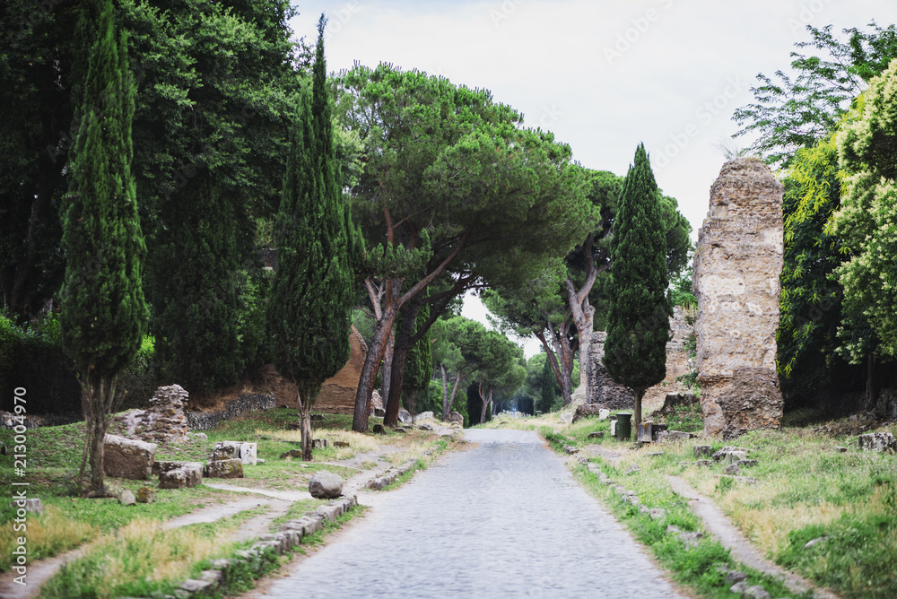 The ancient Appian Way (Appia Antica) in Rome The ancient Appian Way (Appia Antica) in Rome