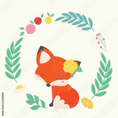 Cute fox vector illustration. Hand drawn art.