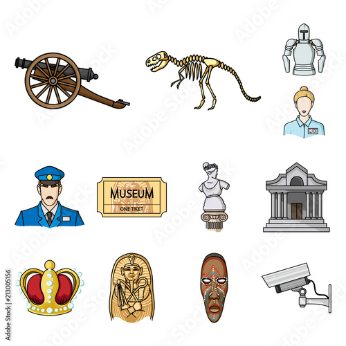 Museum and gallery cartoon icons in set collection for design. Storage and exhibition of showpiece vector symbol stock web illustration.