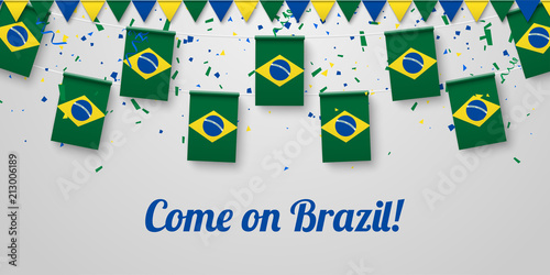 Come on Brazil! Background with national flags.