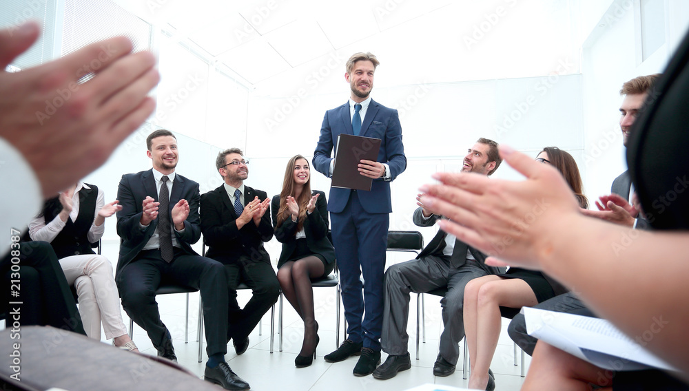 Fototapeta premium business team applauding the coach