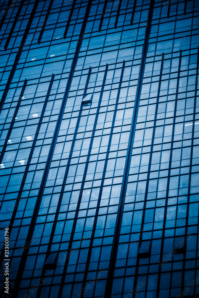 Close-Up of Modern Office Buildings in city of China.