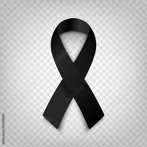 Stock vector illustration black awareness ribbon on transparent background. Mourning and melanoma symbol. Terrorism. Death EPS 10