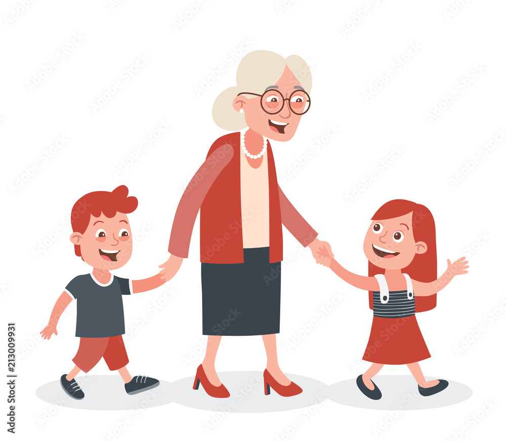 grandmother and granddaughter clipart