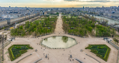 Canvas Print Tuileries Garden is public garden between Louvre Museum and Place de la Concorde in Paris, France