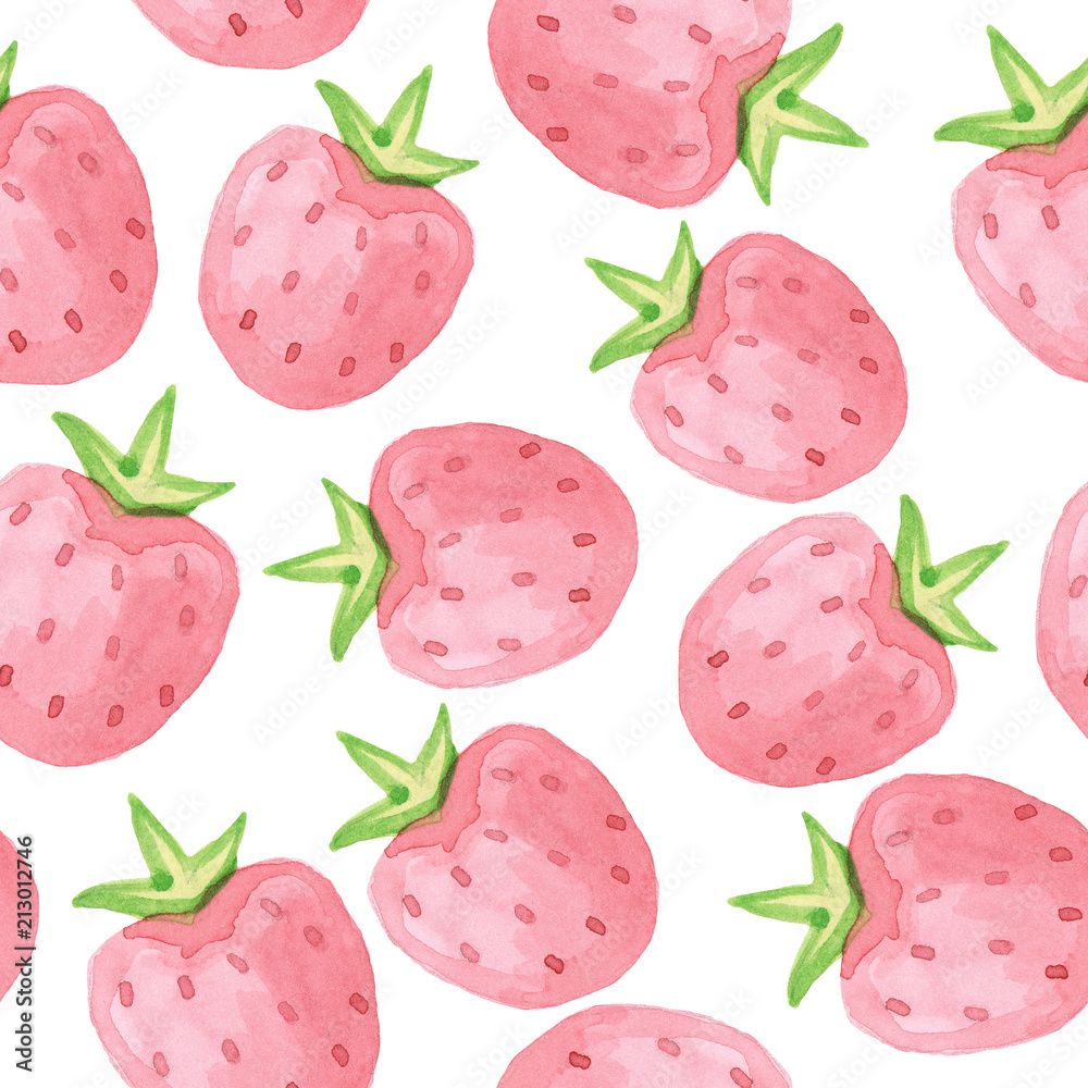 Seamless background with a pink strawberry isolated on a white ...