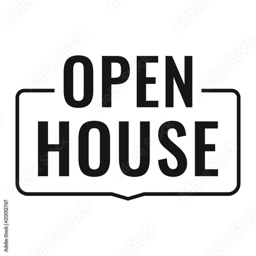 Open house. Vector badge, stamp on white background.
