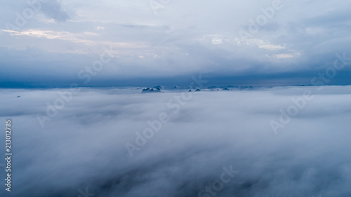 aerial view of beautiful cloudscape at dawn