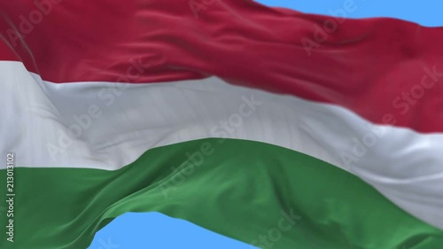 4k seamless Close up of hungary flag slow waving with visible wrinkles.A fully digital rendering,The animation loops at 20 seconds.flag 3D animation with alpha channel included. photo