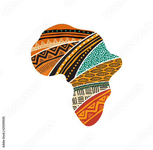 African map silhouette with a traditional pattern. Concept design and illustration