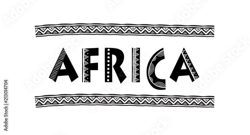 Africa letters. Banner with tribal traditional pattern, concept design