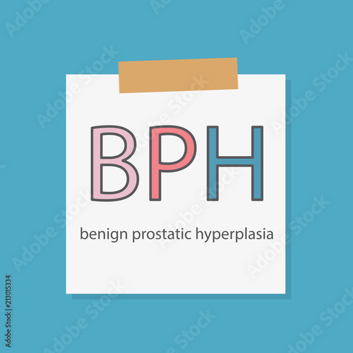 BPH (Benign Prostatic Hyperplasia) written in a notebook paper- vector illustration