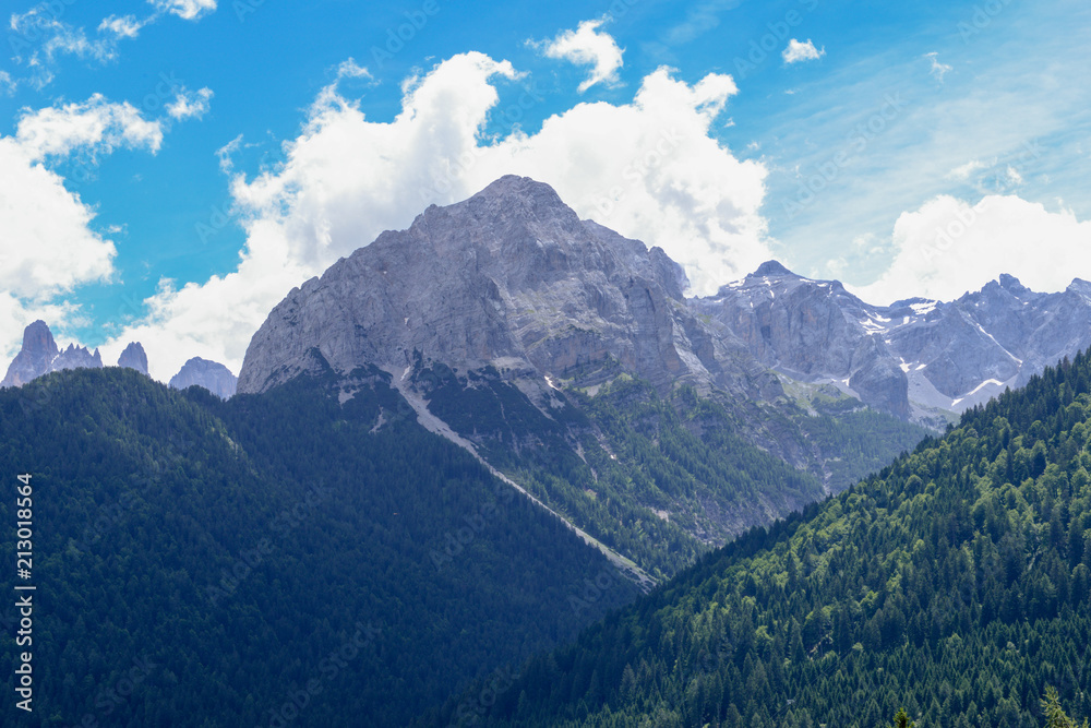 View of the Brenta group mountains on the Dolomites