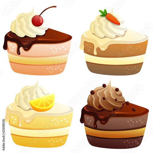 slice of cake with mousse on top