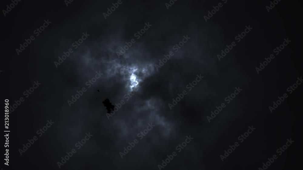 slow motion lightning behind thunderstorm clouds