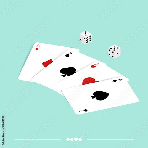 isometric card & dice simple vector