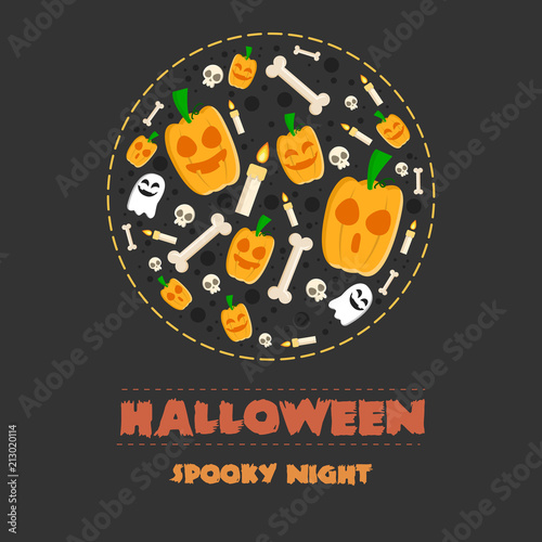 Halloween night party banner pumpskin photo