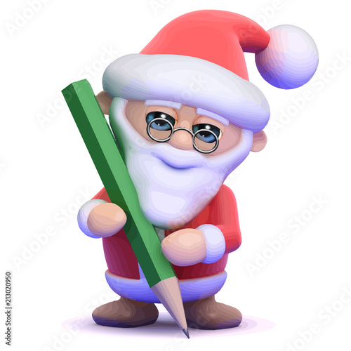 Vector 3d Santa drawing with a pencil