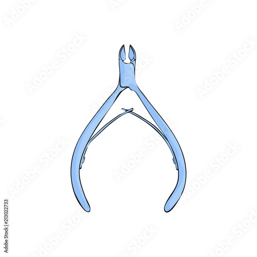 Cutters cuticle tool. Manicure accessorie. Nail forcep on white background.