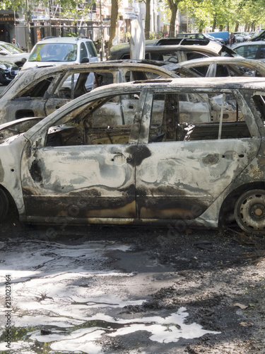 Completely burnt out cars