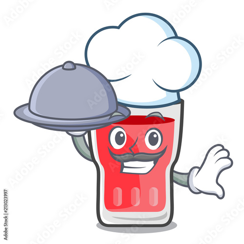 Chef with food strawberry mojito mascot cartoon