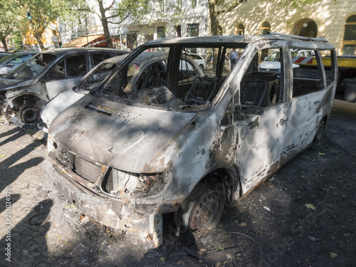 Completely burnt out cars