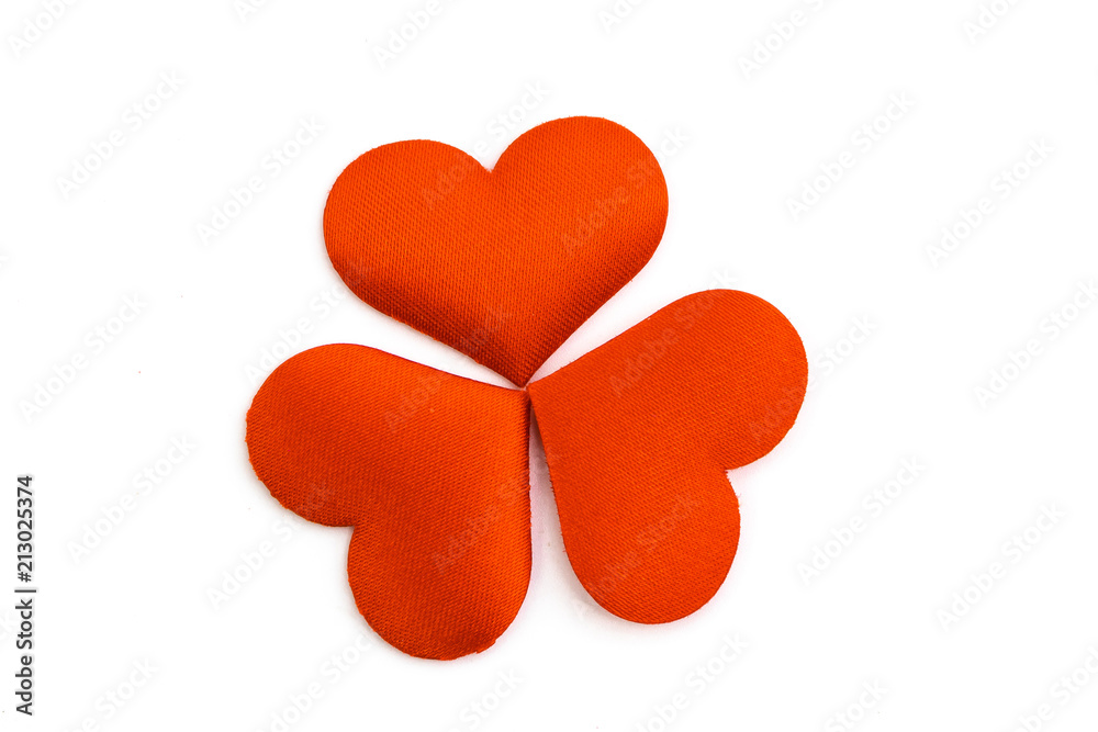 Fabric red heart isolated Fabric red heart isolated