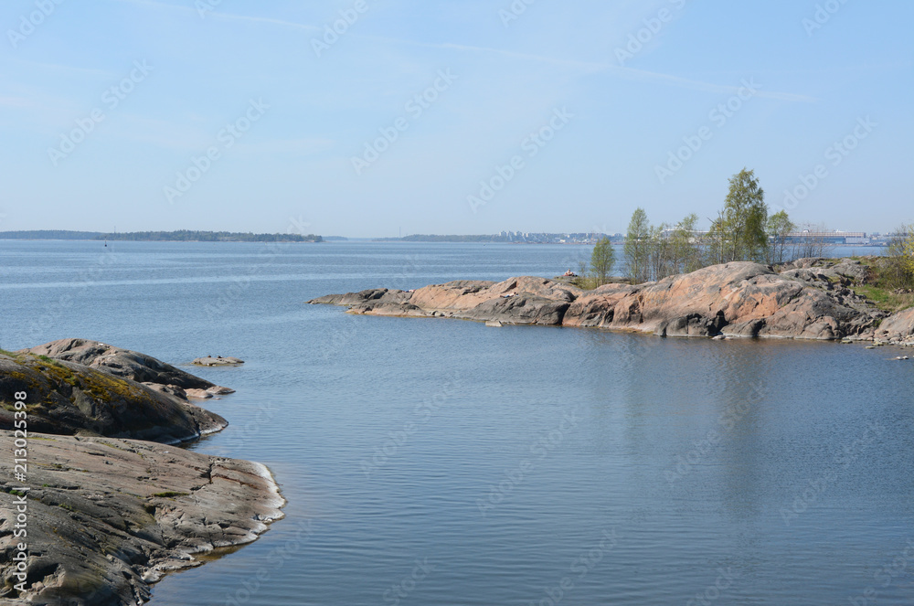 Rocky island shoreline at Suomenlinna beach