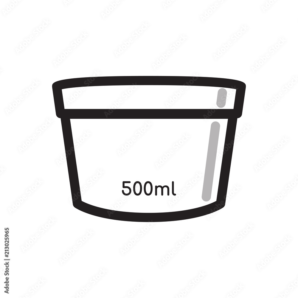 Black and white vector paper cup, bucket for ice cream. For menu cafe takeaway, icons for cafe