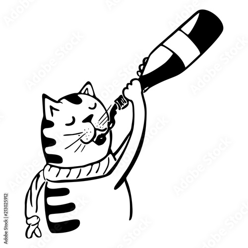cat drink wine